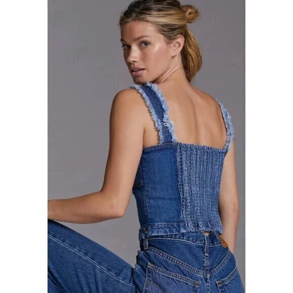 "NWT" Anthropologie Pilcro Seamed Denim Tank- Size 10‎ - Picture 2 of 14